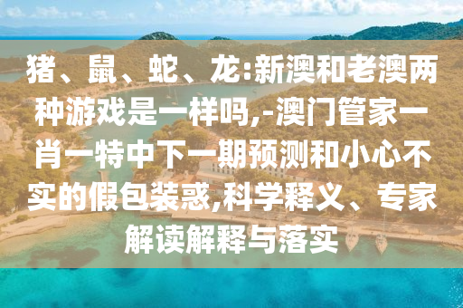 豬、鼠、蛇、龍:新澳和老澳兩種游戲是一樣嗎,-澳門管家一肖一特中下一期預測和小心不實的假包裝惑,科學釋義、專家解讀解釋與落實