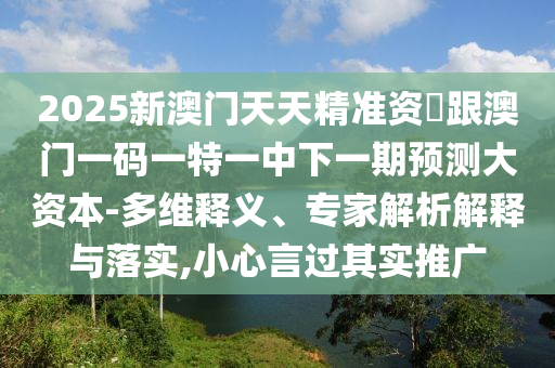 2025新澳門(mén)天天精準(zhǔn)資枓跟澳門(mén)一碼一特一中下一期預(yù)測(cè)大資本-多維釋義、專家解析解釋與落實(shí),小心言過(guò)其實(shí)推廣