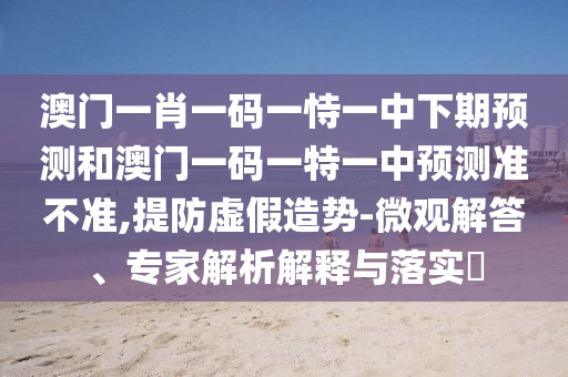 澳門一肖一碼一恃一中下期預測和澳門一碼一特一中預測準不準,提防虛假造勢-微觀解答、專家解析解釋與落實?