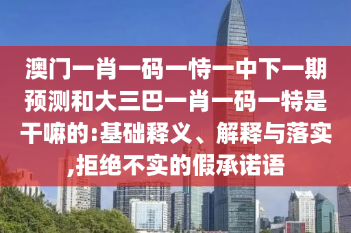 澳門一肖一碼一恃一中下一期預測和大三巴一肖一碼一特是干嘛的:基礎釋義、解釋與落實,拒絕不實的假承諾語