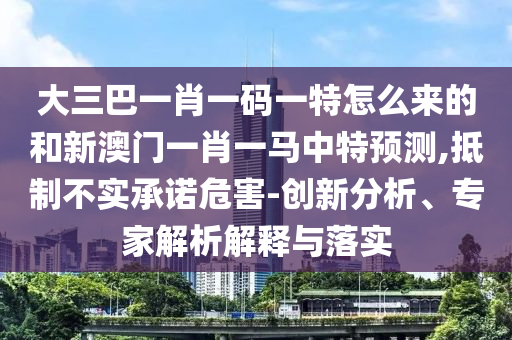 大三巴一肖一碼一特怎么來的和新澳門一肖一馬中特預測,抵制不實承諾危害-創新分析、專家解析解釋與落實