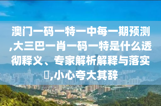 澳門一碼一特一中每一期預測,大三巴一肖一碼一特是什么透徹釋義、專家解析解釋與落實?,小心夸大其辭